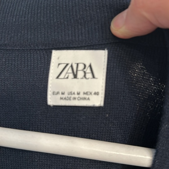 Zara navy blue knit zipper sweater - Picture 2 of 4